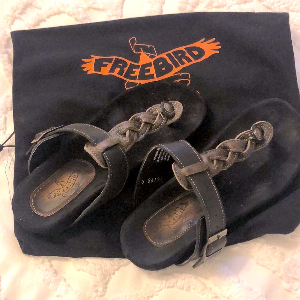 Freebird by Steven Black and Brown Braided Thong Sandals